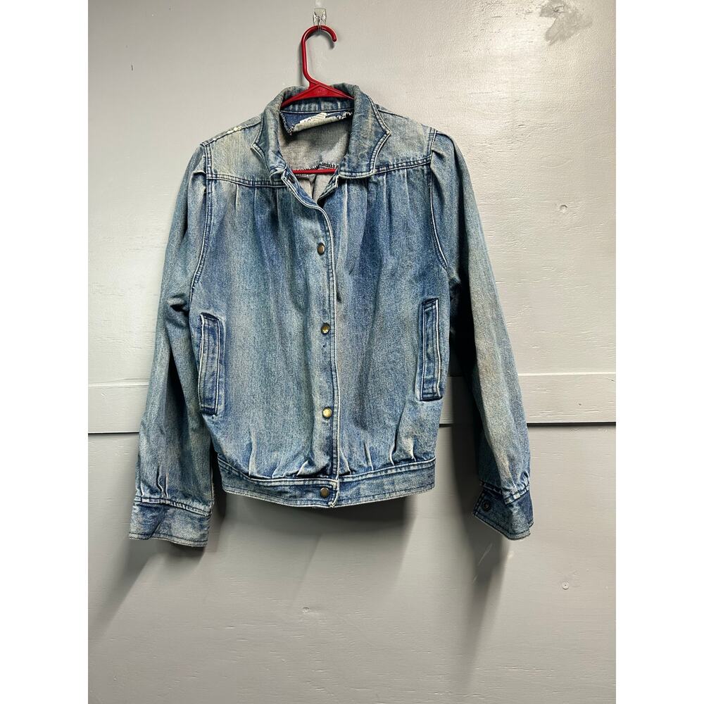 Vintage 1980 Mens Latitudes Denim Jean Jacket Stonewashed Cotton Size Large